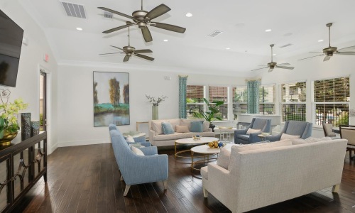 a living room with a wood floor