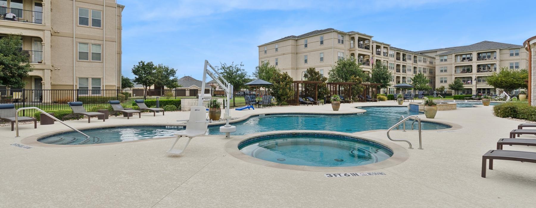 a pool in a courtyard