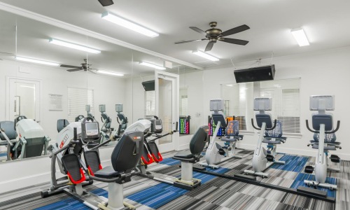 a gym with exercise equipment