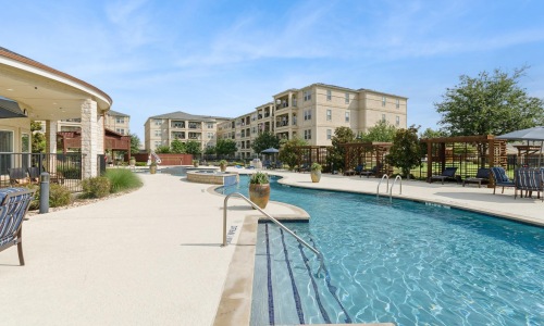 a swimming pool in a backyard